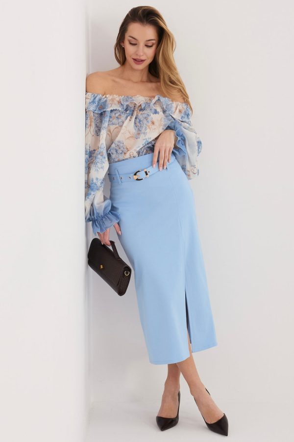 Blue Skirt in Skirts with Cotton, Spandex and Nylon