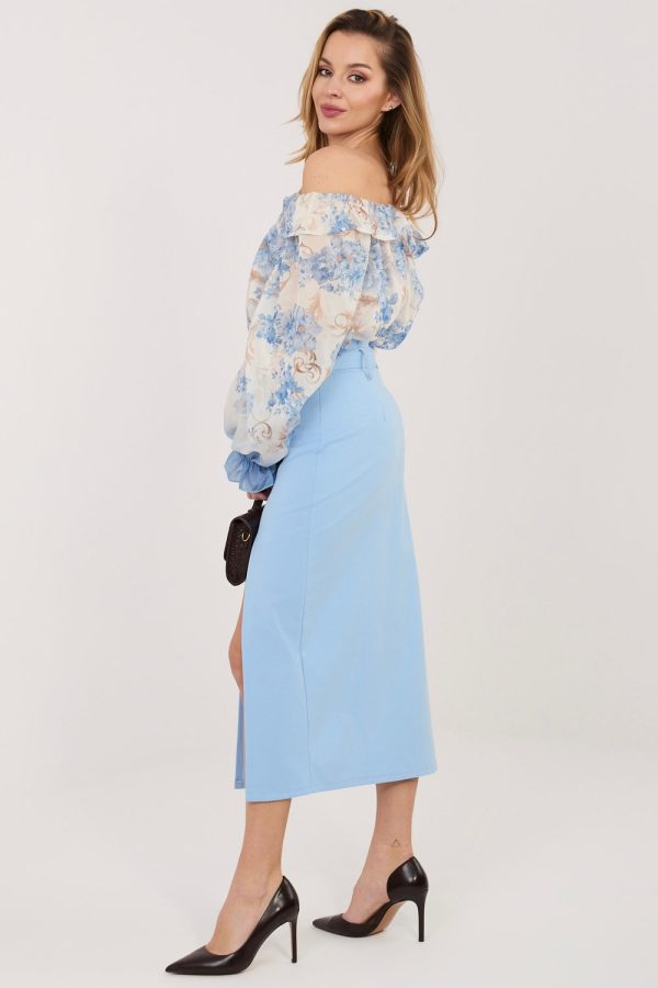 Blue Skirt in Skirts with Cotton, Spandex and Nylon