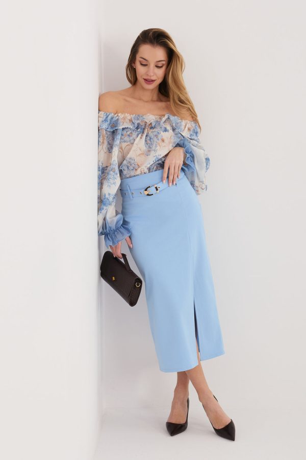 Blue Skirt in Skirts with Cotton, Spandex and Nylon