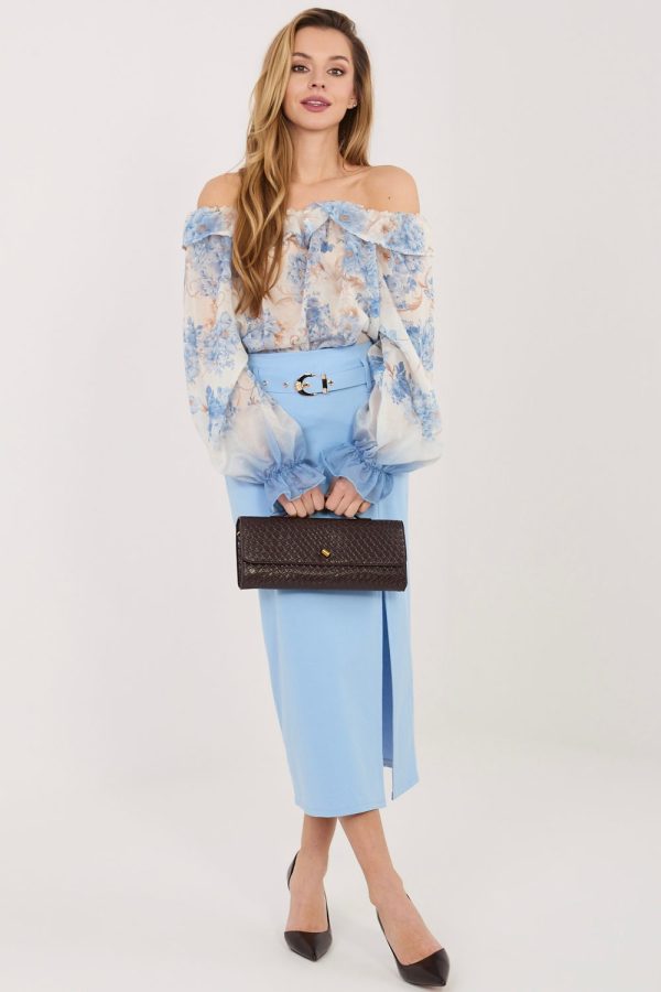 Blue Skirt in Skirts with Cotton, Spandex and Nylon