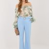 Blue Women's Pants in Pants, Trousers, Shorts with Cotton, Spandex and Nylon