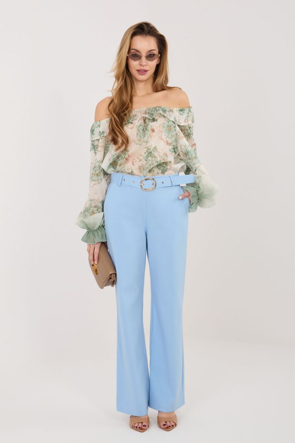 Blue Women's Pants in Pants, Trousers, Shorts with Cotton, Spandex and Nylon