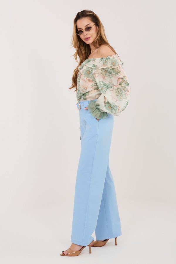 Blue Women's Pants in Pants, Trousers, Shorts with Cotton, Spandex and Nylon