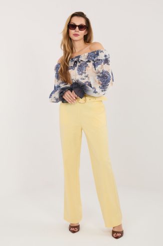 Yellow Women's Pants in Pants, Trousers, Shorts with Cotton, Spandex and Nylon
