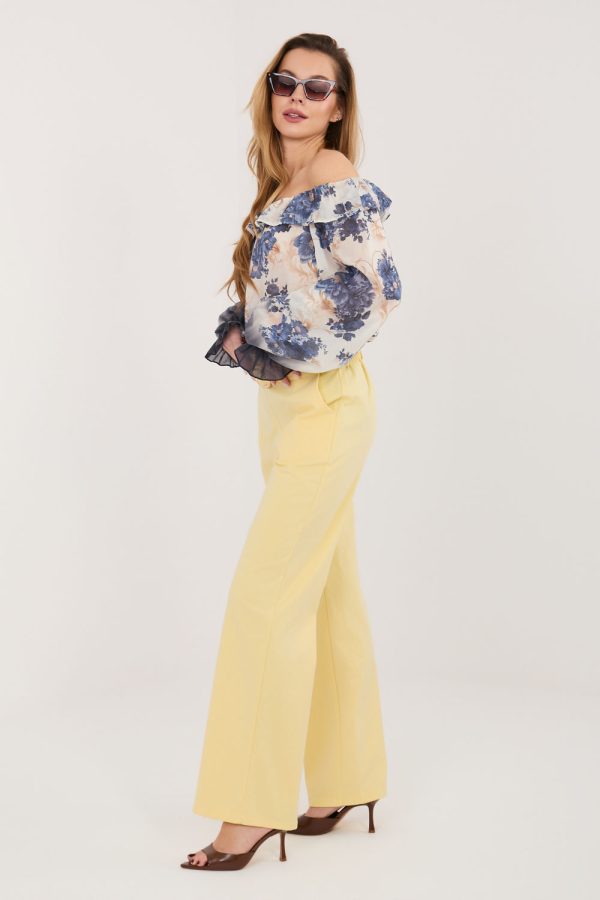 Yellow Women's Pants in Pants, Trousers, Shorts with Cotton, Spandex and Nylon