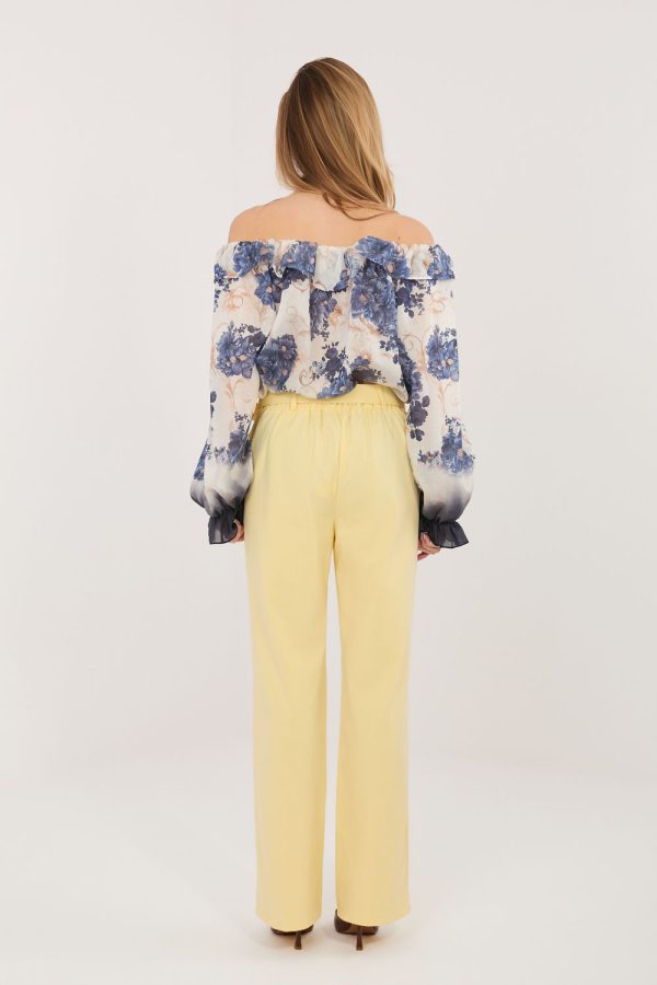 Yellow Women's Pants in Pants, Trousers, Shorts with Cotton, Spandex and Nylon