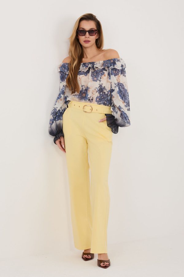 Yellow Women's Pants in Pants, Trousers, Shorts with Cotton, Spandex and Nylon