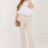 Beige Women Trousers in Pants, Trousers, Shorts with Cotton, Spandex and Nylon