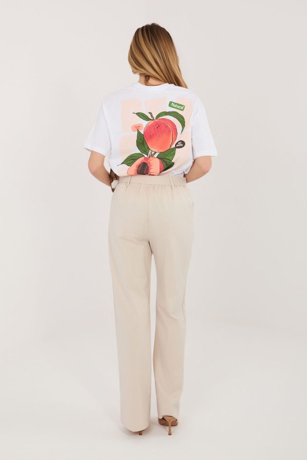 Beige Women Trousers in Pants, Trousers, Shorts with Cotton, Spandex and Nylon