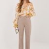 Beige Women's Pants in Pants, Trousers, Shorts with Cotton, Spandex and Nylon