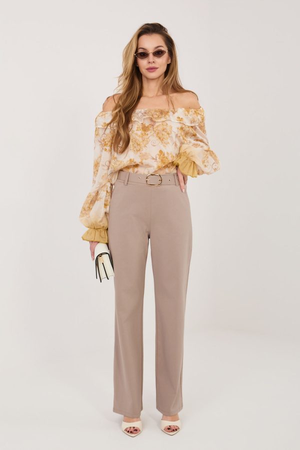 Beige Women's Pants in Pants, Trousers, Shorts with Cotton, Spandex and Nylon