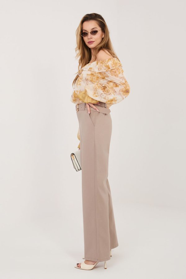 Beige Women's Pants in Pants, Trousers, Shorts with Cotton, Spandex and Nylon