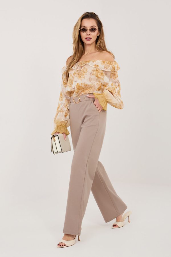 Beige Women's Pants in Pants, Trousers, Shorts with Cotton, Spandex and Nylon