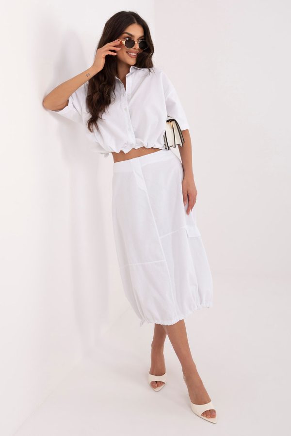 White Skirt in Skirts with Cotton and Spandex