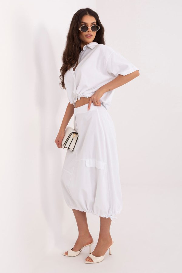 White Skirt in Skirts with Cotton and Spandex