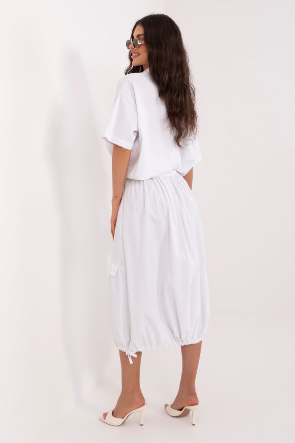 White Skirt in Skirts with Cotton and Spandex