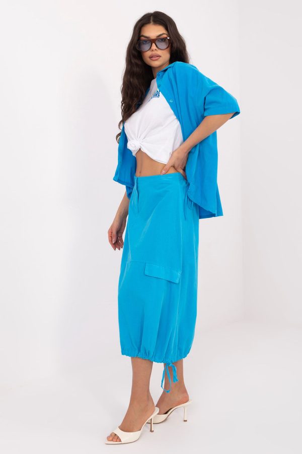 Blue Skirt in Skirts with Cotton and Spandex