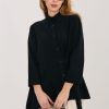 1118889 Black Long Sleeve Shirt in Shirts For Women with Cotton and Spandex