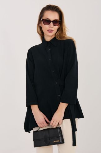 Black Long Sleeve Shirt in Shirts For Women with Cotton and Spandex