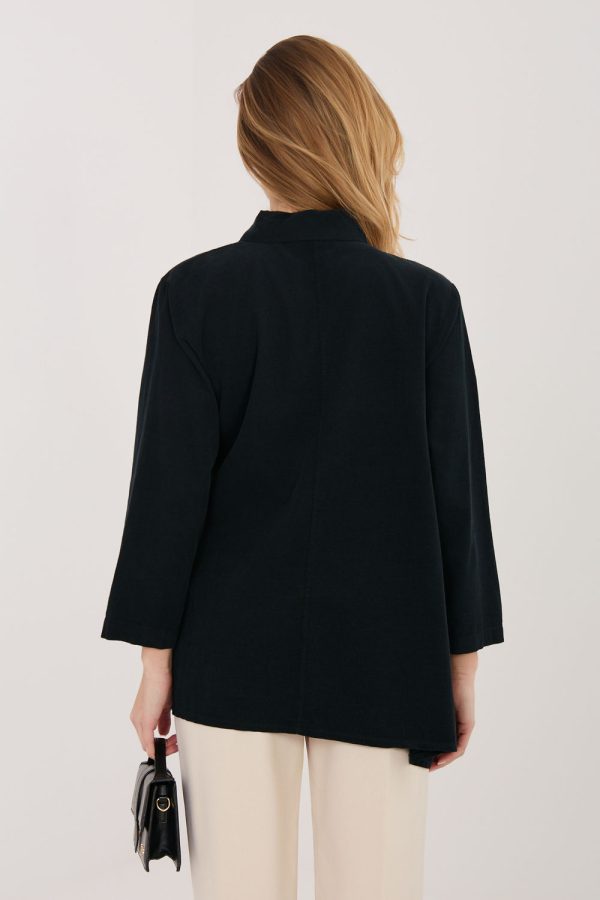 Black Long Sleeve Shirt in Shirts For Women with Cotton and Spandex