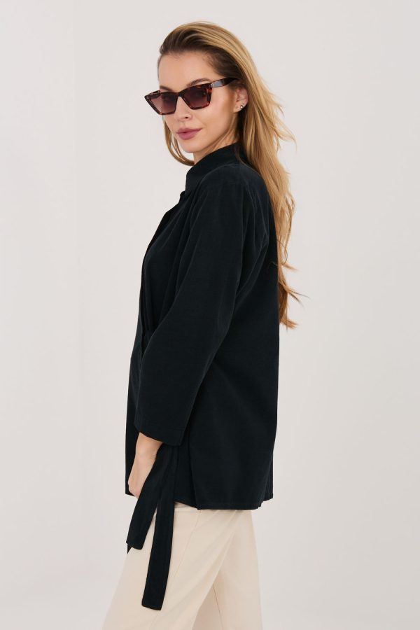 Black Long Sleeve Shirt in Shirts For Women with Cotton and Spandex