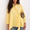 Yellow Long Sleeve Shirt in Shirts For Women with Cotton and Spandex