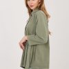 Green Long Sleeve Shirt in Shirts For Women with Cotton and Spandex