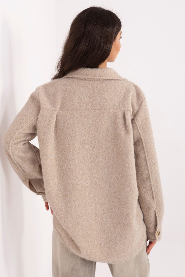 Beige Jacket in Women`s Coats, Jackets with Spandex, Polyester and Viscose
