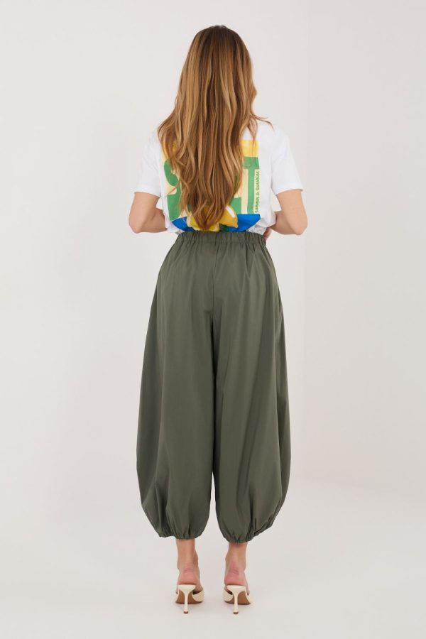 Green Women Trousers in Pants, Trousers, Shorts with Cotton, Spandex and Polyamide