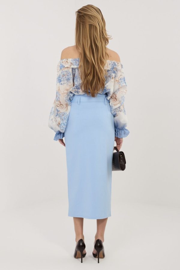 Blue Skirt in Skirts with Cotton, Spandex and Nylon