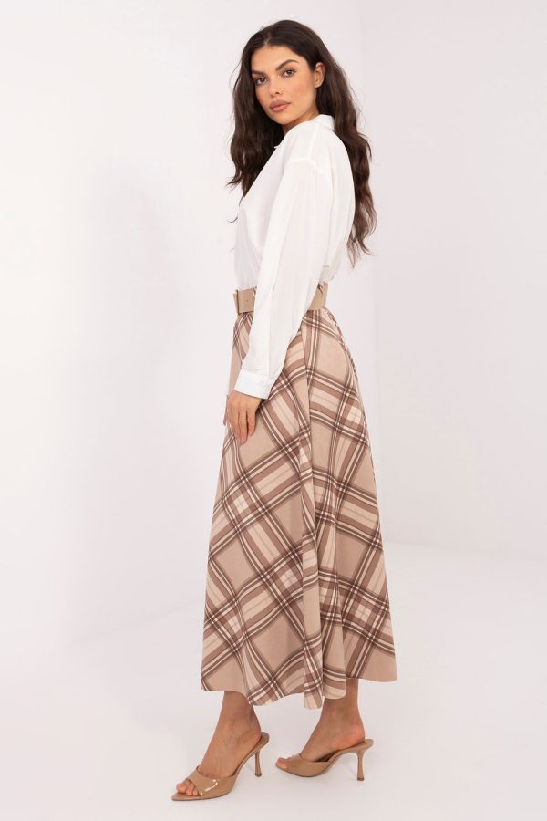 Beige Long Skirt in Skirts with Spandex and Polyester