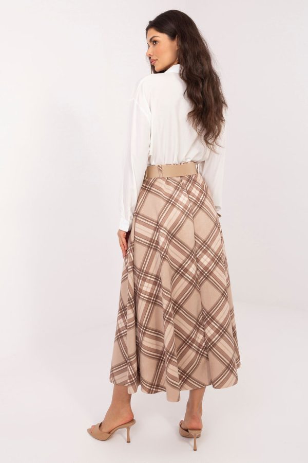 Beige Long Skirt in Skirts with Spandex and Polyester