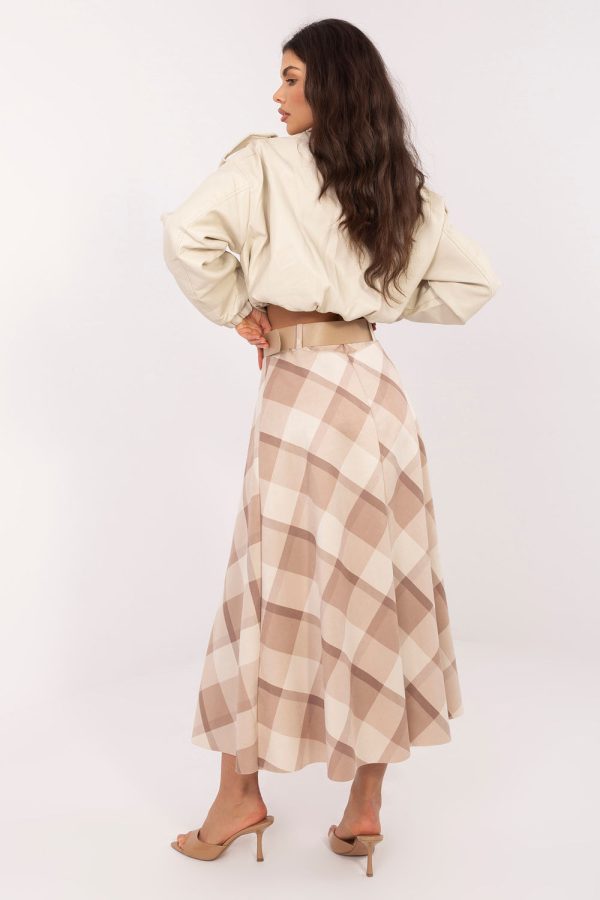 Beige Long Skirt in Skirts with Spandex and Polyester