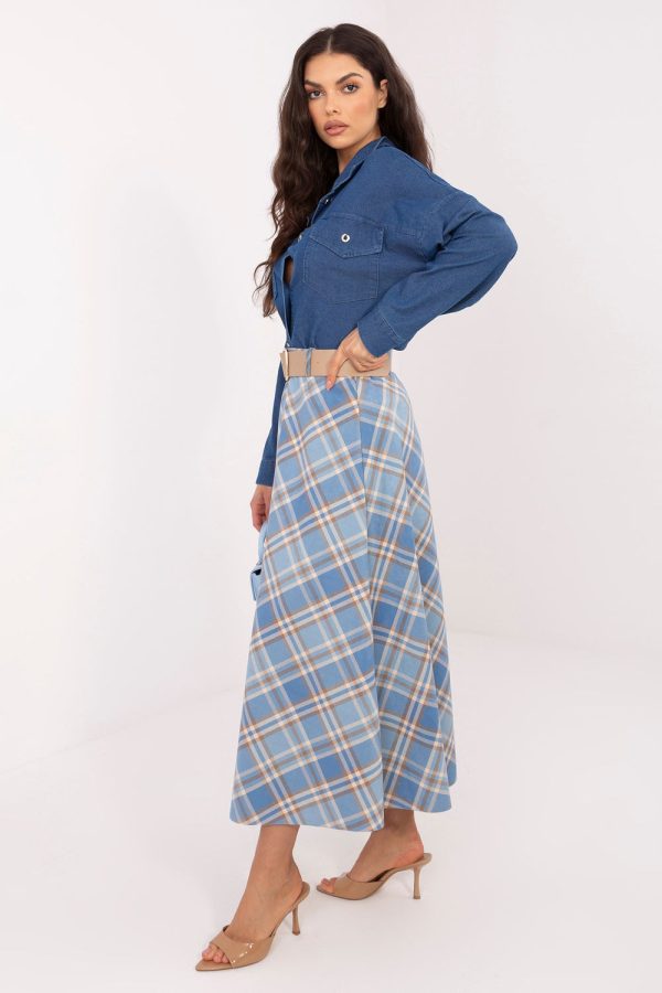 Blue Long Skirt in Skirts with Spandex and Polyester
