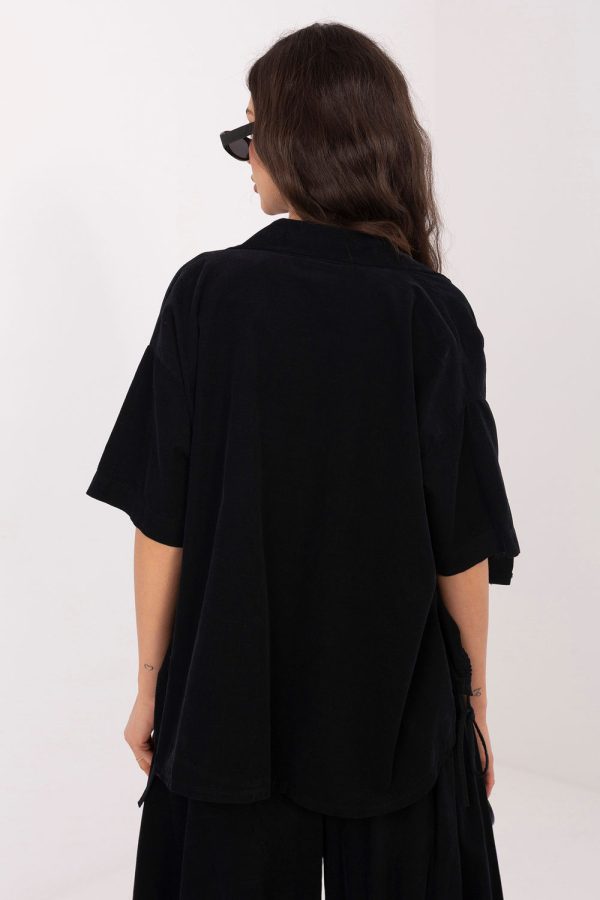 Black Short Sleeve Shirt in Shirts For Women with Cotton