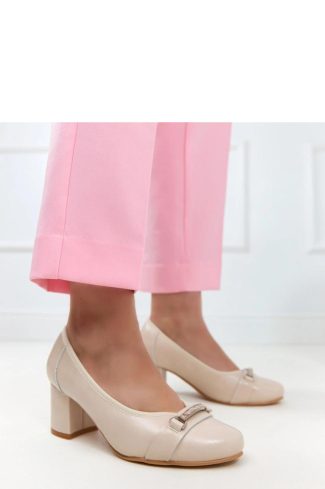 Beige Block Heel Pumps....Fabric, Footbed and Heel Height