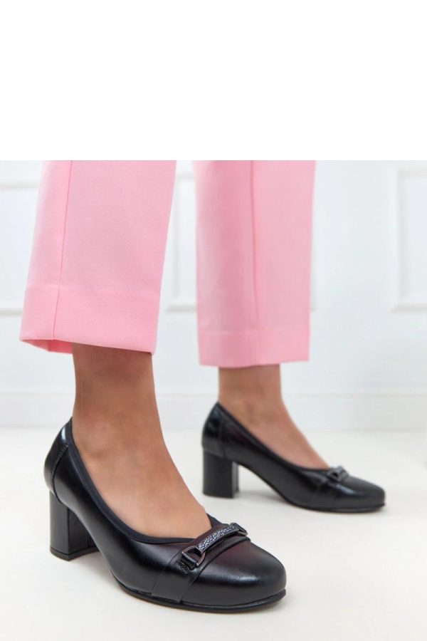 Black Block Heel Pumps....Fabric, Footbed and Heel Height