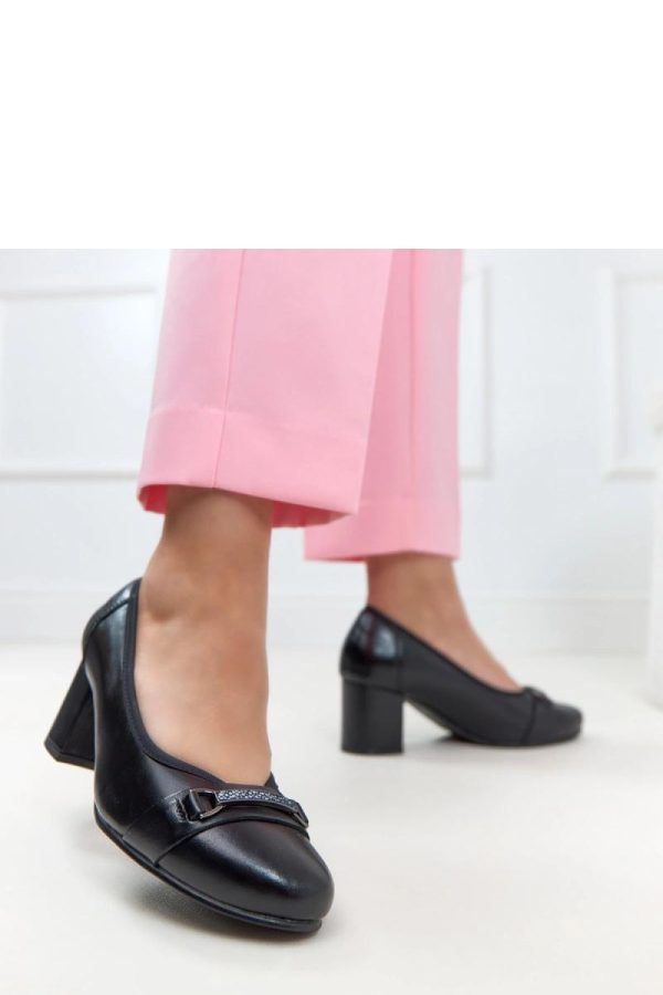 Black Block Heel Pumps....Fabric, Footbed and Heel Height