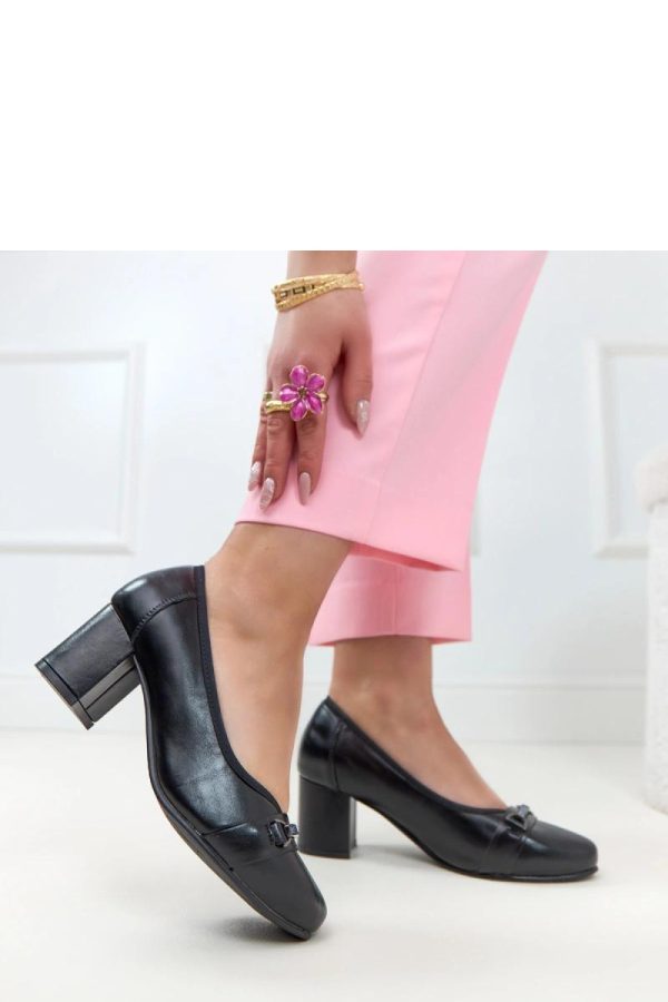 Black Block Heel Pumps....Fabric, Footbed and Heel Height