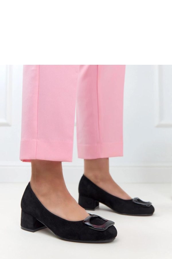 Black Heel Pumps..Fabric, Footbed and Heel Height