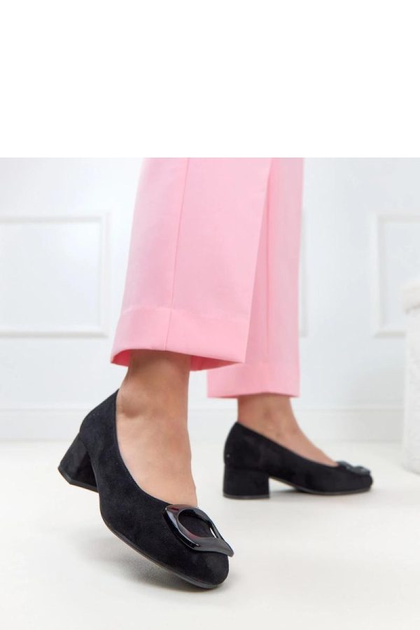 Black Heel Pumps..Fabric, Footbed and Heel Height