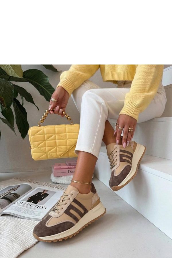 Brown Platform Sneakers in Women`s Athletic Shoes, Trainers, Sneakers with Fabric, Footbed and Platform Height