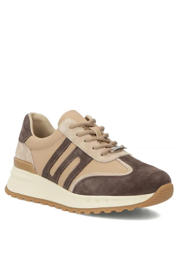Brown Platform Sneakers in Women`s Athletic Shoes, Trainers, Sneakers with Fabric, Footbed and Platform Height