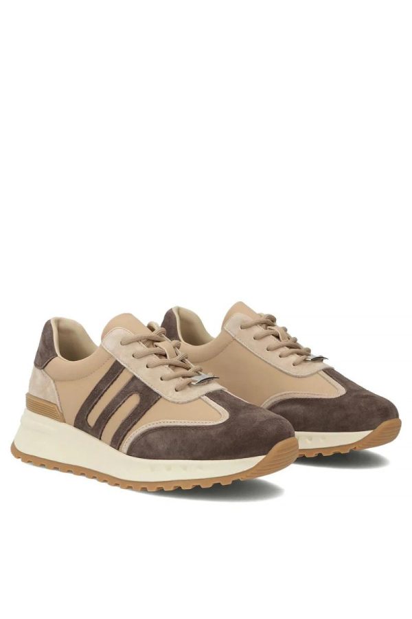 Brown Platform Sneakers in Women`s Athletic Shoes, Trainers, Sneakers with Fabric, Footbed and Platform Height