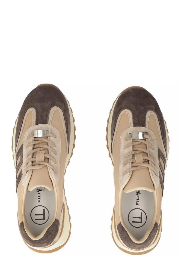 Brown Platform Sneakers in Women`s Athletic Shoes, Trainers, Sneakers with Fabric, Footbed and Platform Height