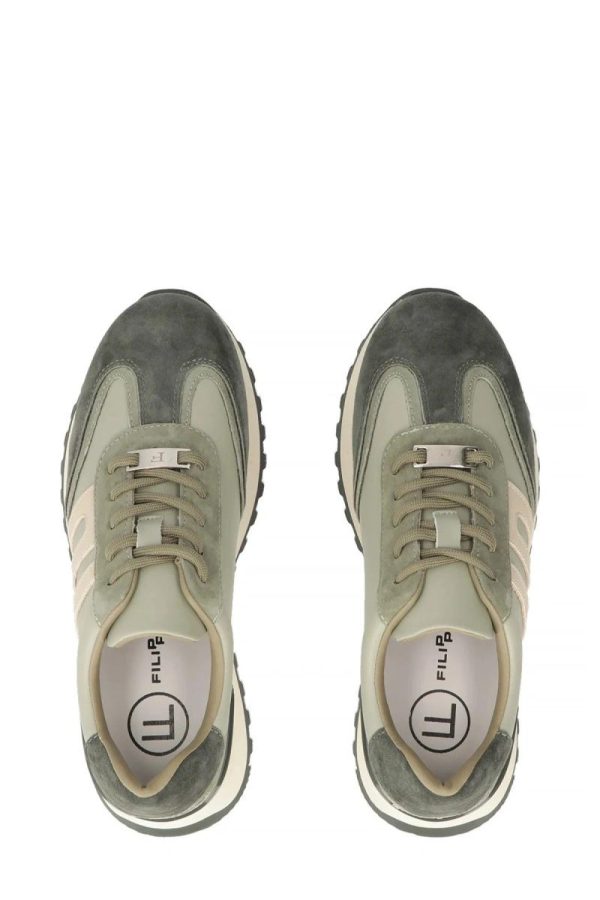 Green Platform Sneakers.Fabric, Footbed and Platform Height