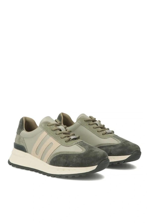Green Platform Sneakers.Fabric, Footbed and Platform Height