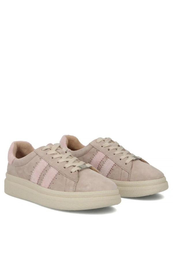Beige Platform Sneakers..Fabric, Footbed and Platform Height