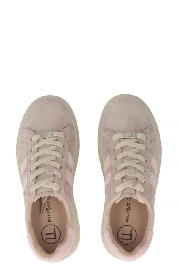 Beige Platform Sneakers..Fabric, Footbed and Platform Height