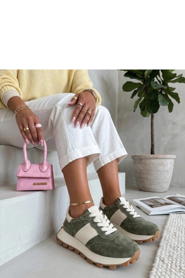Green Platform Sneakers.Fabric, Footbed and Platform Height